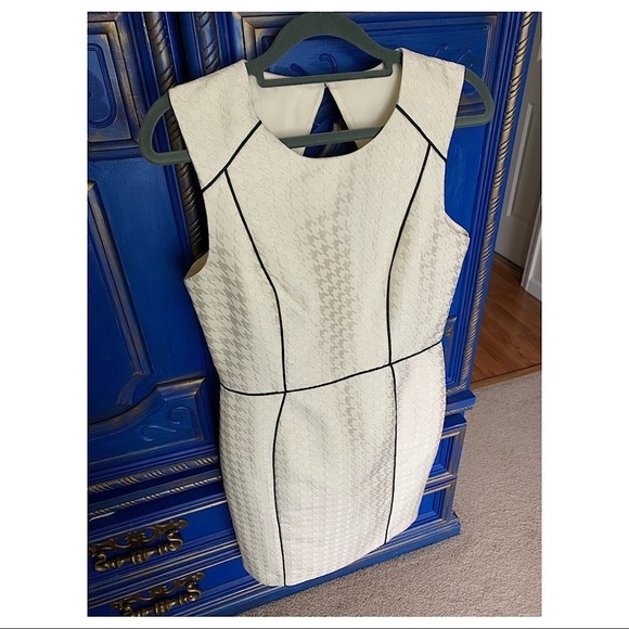 H&M Black Cream Black Piping Houndstooth Dress 8 - Picture 1 of 2
